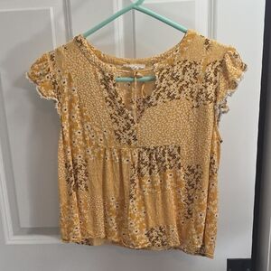 THML Mustard Floral Blouse